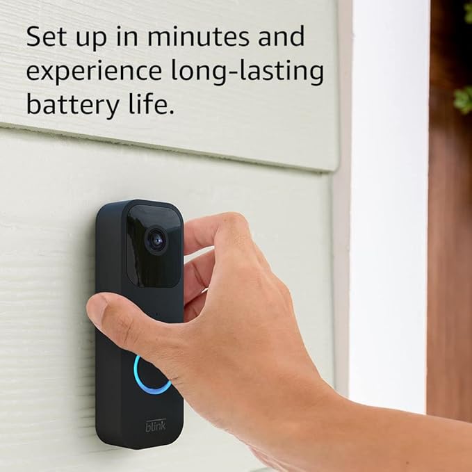Blink Video Doorbell | Two-way audio, HD video, motion and chime app alerts and Alexa enabled — wired or wire-free (Black) - Image 3