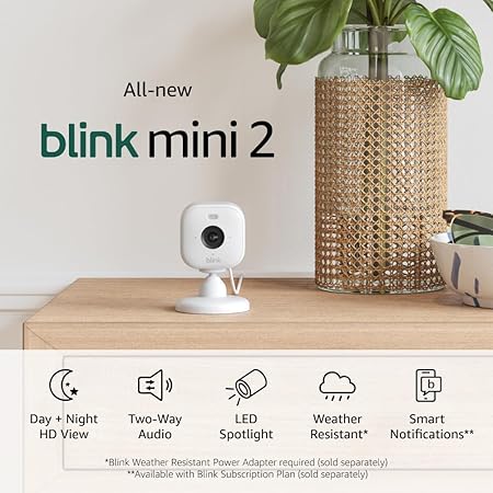 Blink Mini 2 — Plug-in smart security camera, HD night view in color, built-in spotlight, two-way audio, motion detection, Works with Alexa (White) - Image 3